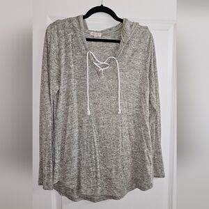 Gray Hooded Women's Top